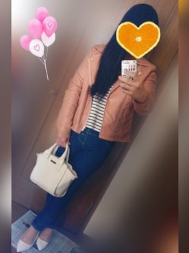 「CECIL McBEE（セシルマクビー）のアイテム（ライダースジャケット）」を使った、まあやさん（レディース・155cm）の春コーディネート