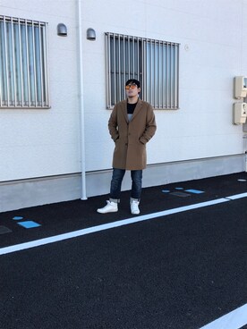 「BEAMS（ビームス）のアイテム（トレンチコート）」を使った、RY-Oさん（メンズ・177cm）の冬コーディネート