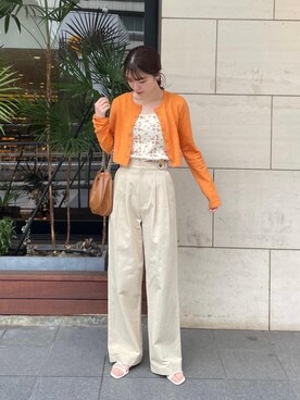 「アイテム（バッグ、オレンジ系）」を使った、Miyukiさん（レディース・158cm）の冬コーディネート