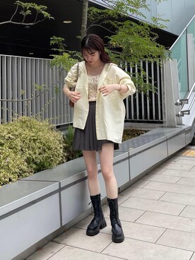 「シャツ 」｜「アイテム（ブーツ）」を使った、Miyukiさん（レディース・158cm）の春コーディネート
