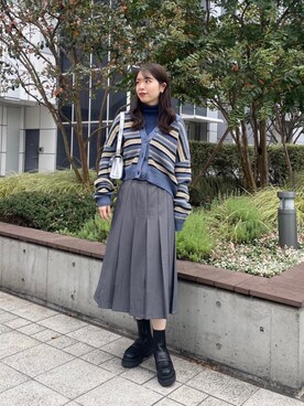 ミディ丈 プリーツスカート TINA：JOJUNを使った人気ファッション 
