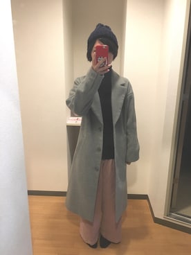 「ローリーズファーム(LOWRYS FARM)」｜「アイテム（チェスターコート）」を使った、yocco*さん（レディース・156cm）の冬コーディネート