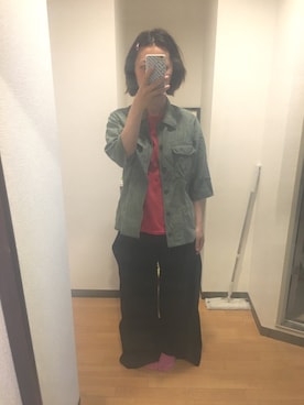 「高橋愛」｜「アイテム（ミリタリージャケット）」を使った、yocco*さん（レディース・156cm）の春コーディネート