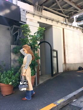 「TODAYFUL（トゥデイフル）のアイテム（トレンチコート）」を使った、mayuさん（レディース・160cm）の秋コーディネート