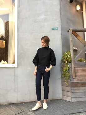 「アイテム（スリッポン）」を使った、mayuさん（レディース・160cm）の秋コーディネート