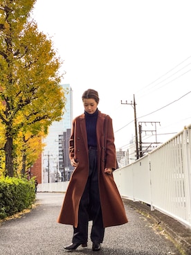 「TODAYFUL（トゥデイフル）のアイテム（チェスターコート）」を使った、mayuさん（レディース・160cm）の冬コーディネート