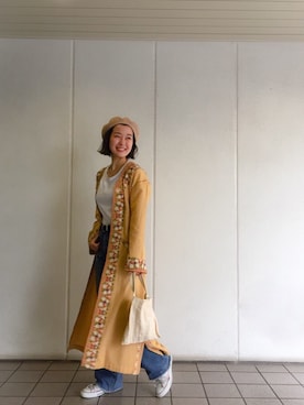 「TODAYFUL（トゥデイフル）のアイテム（ハンチング/ベレー帽）」を使った、mayuさん（レディース・160cm）の春コーディネート