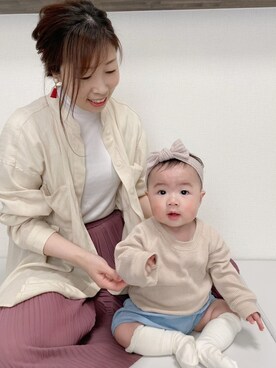 「OZOC（オゾック）のアイテム（シャツ/ブラウス）」を使った、g-meguさん（レディース・154cm）の春コーディネート