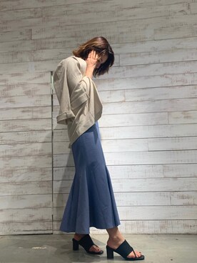 「FREE'S MART（フリーズマート）の【Sシリーズ対応】麻混ルーズシングルジャケット（テーラードジャケット、ベージュ系）」を使った、kaoriさん（レディース・160cm）の春コーディネート