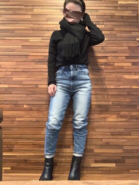 「しまむら（シマムラ）のアイテム（ストール/ショール）」を使った、Mamikanaさん（レディース・150cm）の冬コーディネート