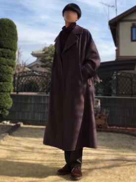 「SHAREEF（シャリーフ）のアイテム（チェスターコート）」を使った、RYUYAさん（メンズ・178cm）の冬コーディネート