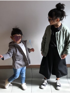「ヒラキ（ヒラキ）のアイテム（パンツ）」を使った、ariri0514さん（キッズ・120cm）の冬コーディネート
