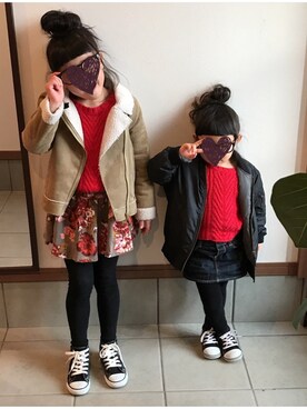 「コンバースキッズ」｜ariri0514さん（キッズ・120cm）の冬コーディネート