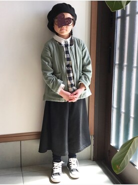 「ヒラキ（ヒラキ）のアイテム（パンツ）」を使った、ariri0514さん（キッズ・120cm）の春コーディネート