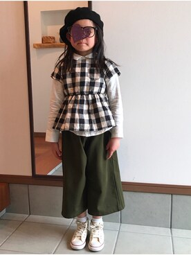 「ヒラキ（ヒラキ）のアイテム（パンツ）」を使った、ariri0514さん（キッズ・120cm）の春コーディネート