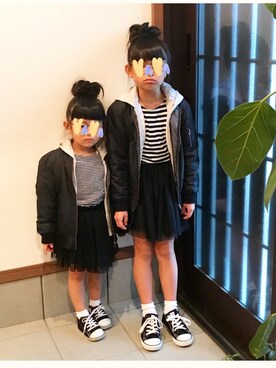 「H&M（エイチ・アンド・エム）のアイテム（スカート）」を使った、ariri0514さん（キッズ・120cm）の秋コーディネート