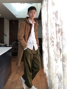 「MHL.（エムエイチエル）のアイテム（モッズコート）」を使った、shogoさん（メンズ・177cm）の冬コーディネート