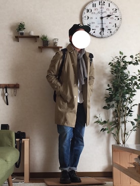 「ノームコア」｜「アイテム（キャップ）」を使った、f.c.s_cさん（メンズ・175cm）の冬コーディネート