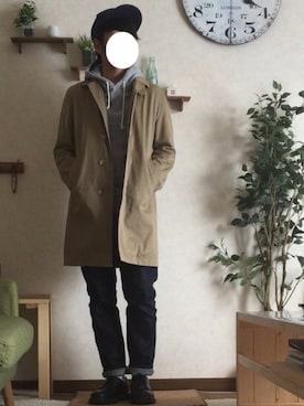「ノームコア」｜「アイテム（キャップ）」を使った、f.c.s_cさん（メンズ・175cm）の冬コーディネート
