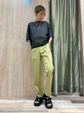 「透けトップス」｜「アイテム（その他）」を使った、hanaさん（レディース・156cm）の春コーディネート