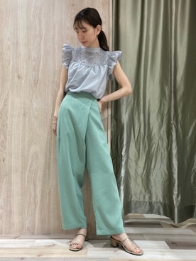 「ラップパンツ」｜「アイテム（スラックス）」を使った、hanaさん（レディース・156cm）の夏コーディネート