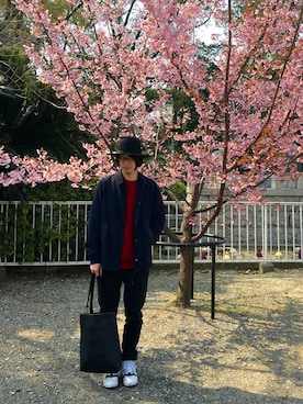 「大阪」｜「アイテム（ブルゾン）」を使った、ヒラヤマ(Team Double)さん（メンズ・173cm）の春コーディネート