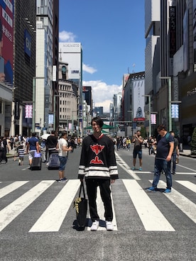 「BASISBROEK（バシスブルック）のアイテム（その他パンツ）」を使った、ヒラヤマ(Team Double)さん（メンズ・173cm）の春コーディネート