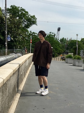「BASISBROEK（バシスブルック）のアイテム（その他パンツ）」を使った、ヒラヤマ(Team Double)さん（メンズ・173cm）の夏コーディネート