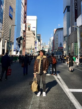「Dr.Denim Jeansmakersのアイテム（デニムパンツ）」を使った、ヒラヤマ(Team Double)さん（メンズ・173cm）の冬コーディネート