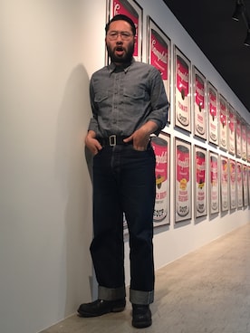 「ポチャメン」｜「アイテム（ブーツ）」を使った、shoさん（メンズ・180cm）の春コーディネート
