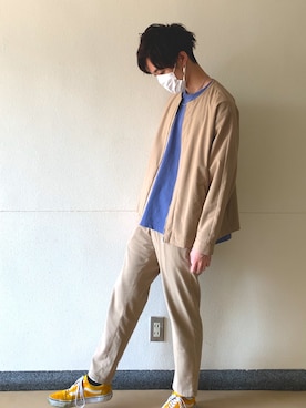 「RAGEBLUE（レイジブルー）のアイテム（ノーカラージャケット）」を使った、おゆくさん（メンズ・175cm）の春コーディネート