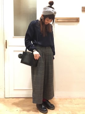 「透かし編みニット」｜さ く ら さん（レディース・163cm）の冬コーディネート