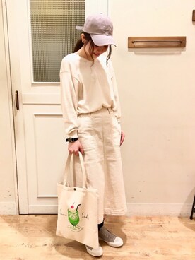 「オールホワイト」｜「アイテム（雑貨/ホビー）」を使った、さ く ら さん（レディース・163cm）の春コーディネート