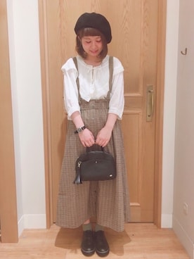 「オックスフォードシューズ」｜「アイテム（ハンチング/ベレー帽）」を使った、さ く ら さん（レディース・163cm）の夏コーディネート