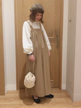 「スエット」｜「アイテム（ハンチング/ベレー帽）」を使った、さ く ら さん（レディース・163cm）の秋コーディネート