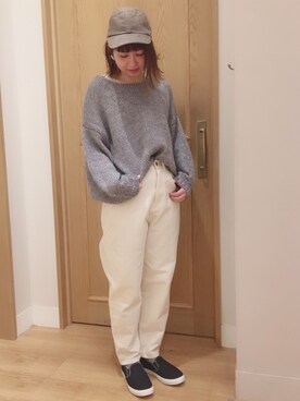 「ボリュームニット」｜「アイテム（スリッポン）」を使った、さ く ら さん（レディース・163cm）の冬コーディネート