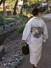 koe（コエ）の「【浴衣・帯・下駄 3点セット】ストライプ柄浴衣（浴衣