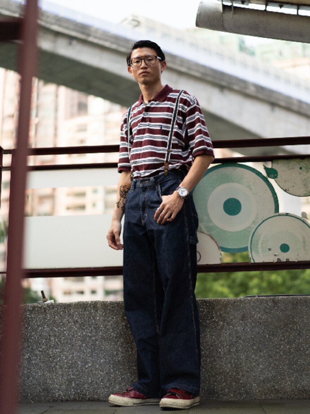 「VINTAGE、ootd、working style、taiwanese、amerivintage」｜「POLO RALPH LAUREN POLO衫（ポロシャツ、パープル系）」を使った、Howsootdさん（メンズ・177cm）の夏コーディネートの1枚目の写真