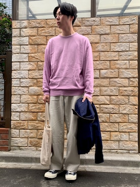 「Graphpaper（グラフペーパー）のアイテム（ニット/セーター）」を使った、yukiさん（メンズ・170cm）の春コーディネート