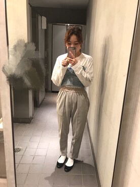 「アイテム（チューブトップ、ブルー系）」を使った、krmさん（レディース・153cm）の春コーディネート