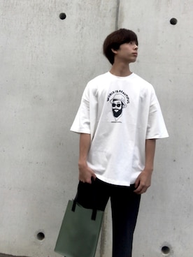 「GU（ジーユー）の（GU）ワイドアンクルパンツＡ（WOMEN ⁄ ガウチョパンツ・ワイドパンツ）」を使った、KAIさん（メンズ・179cm）の夏コーディネート