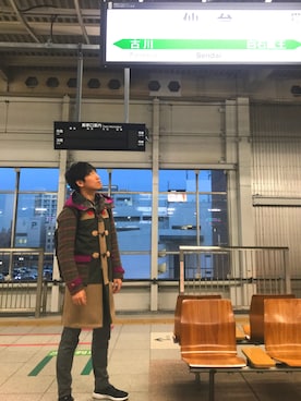 「NIRAME.CO（ニラメッコ）のアイテム（ダッフルコート）」を使った、Kくんさん（メンズ・175cm）の冬コーディネート