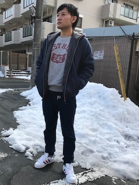 「CONVERSE（コンバース）のアイテム（ブルゾン）」を使った、☀︎Yonasan  さん（メンズ・167cm）の冬コーディネート