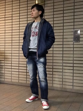 「CONVERSE（コンバース）のアイテム（ブルゾン）」を使った、☀︎Yonasan  さん（メンズ・167cm）の冬コーディネート