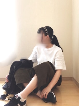 「Java（ジャバ）のアイテム（チノパンツ）」を使った、ちなさん（レディース・152cm）の夏コーディネート