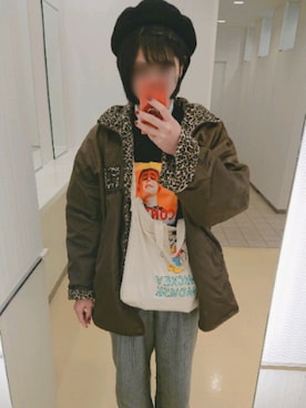 「FENDI」｜「アイテム（ハンチング/ベレー帽）」を使った、みくぽんさん（レディース・170cm）の冬コーディネート