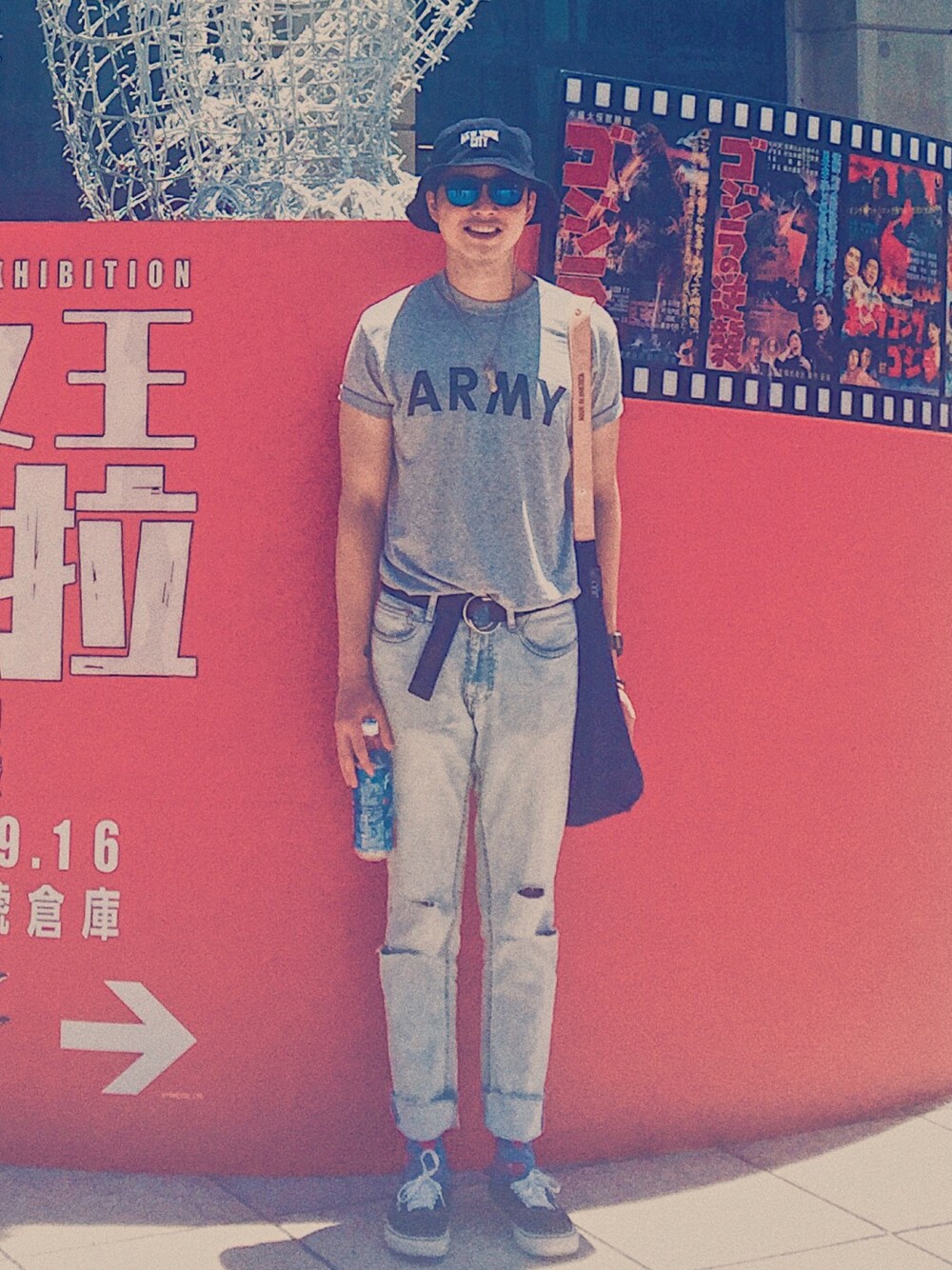 「summer、kingsmith、GU、ZARA、ray ban、army、VANS、90’s、VINTAGE、julynine」｜「GUのアイテム（キャップ、ブラック系）」を使った、TonyHsuさん（メンズ・178cm）の夏コーディネートの1枚目の写真