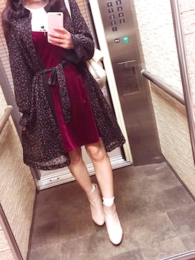 「バラ柄」｜「アイテム（ワンピース/ドレス）」を使った、naoさん（レディース・158cm）の春コーディネート