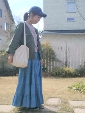 「rps（アールピーエス）のアイテム（デニムジャケット）」を使った、Emiさん（レディース・156cm）の春コーディネート