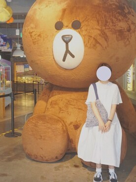 「古着のアイテム（ワンピース、ホワイト系）」を使った、S.さん（レディース・166cm）の夏コーディネート